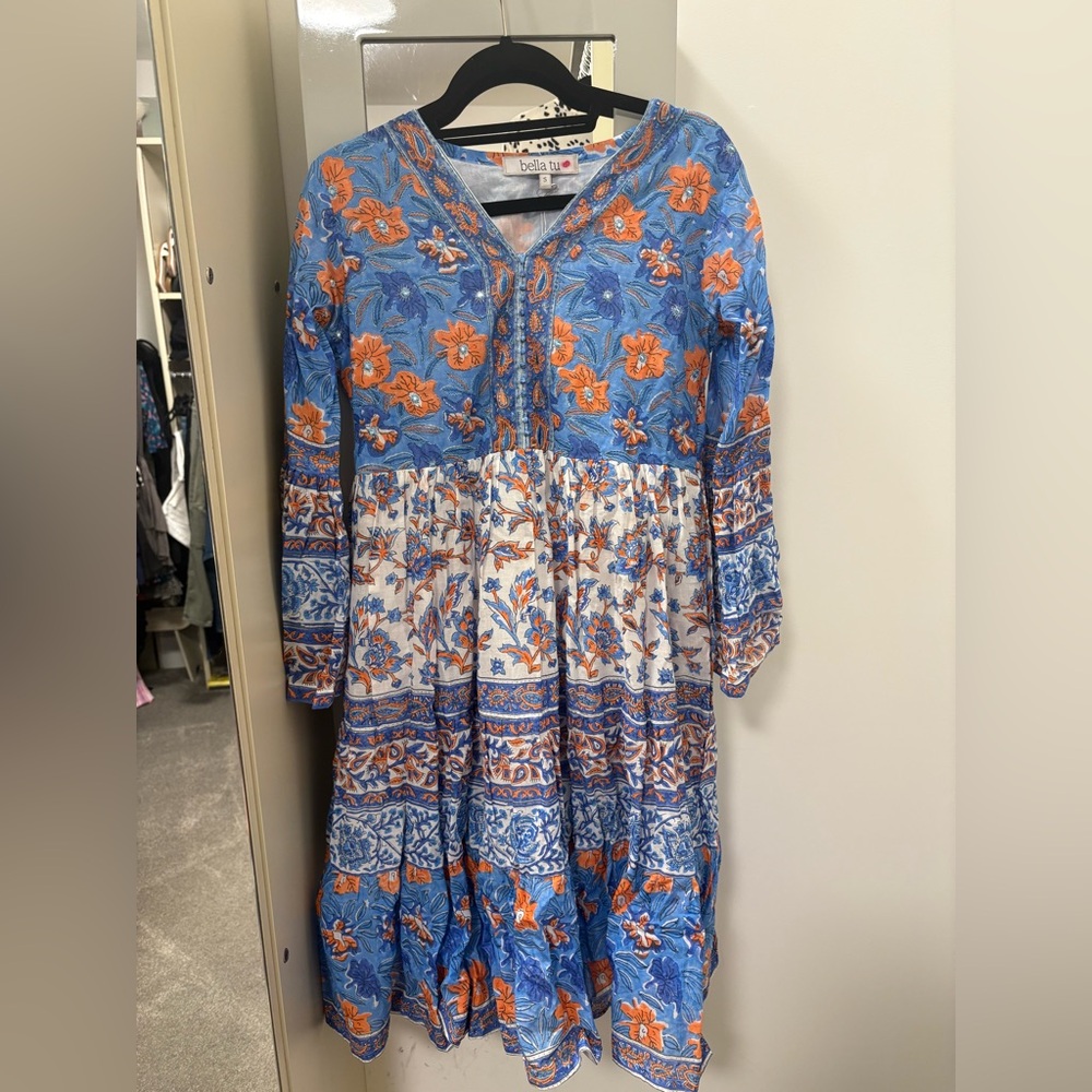 Blue and Orange Floral Dress